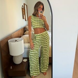 Lime Green Checkered Pant & Top Set